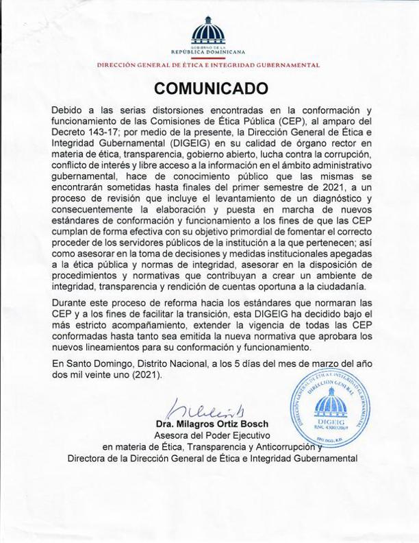 Comunicado DIGEIG